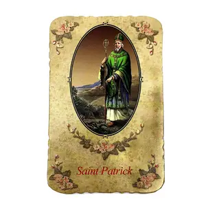 custom logo engraved gold metal religious saints catholic prayer cards