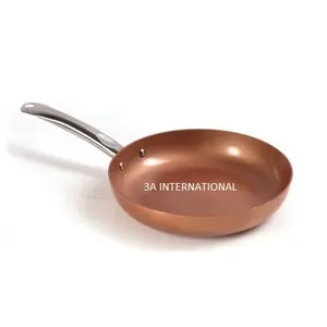 Hot Selling Handmade Design Shiny Copper Fry Pan With Handle Sandwich Maker Pan For Home Kitchen Usage Catering Items