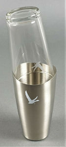 Blue Insulated Cocktail Shaker Set with Geometric Pattern and Stainless Steel Jigger for Beverage Mixing - Product Image 5