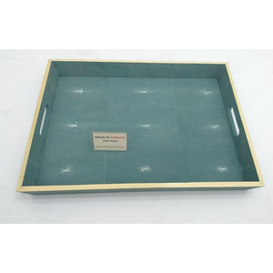 ถาดชา MDF รุ่น DAPHOCO 013 สีเทอร์ควอยซ์ ขอบวีเนียร์ลายหนังชักกรีนเทียม ผลิตจากเวียดนาม ขนาด 0.53x0.37x0.06 เมตร - Product Image 2