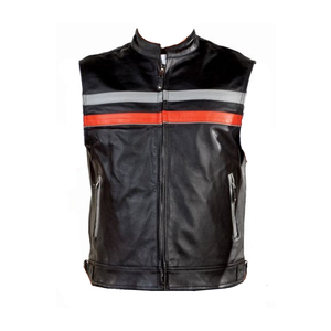 Chaleco de cuero para motocicleta para hombre, chaqueta sin mangas con diseño personalizado y logotipo, a prueba de viento - Product Image 1