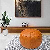 Pouf en cuir de luxe marocain pouf marron Rotot pouf décoratif pouf tabouret style traditionnel pour une application en extérieur