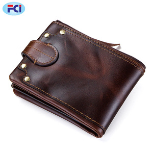 Crazy Horse-billeteras de cuero de vaca para hombre, monedero corto, Tarjetero con cremallera, elegantes - Product Image 2