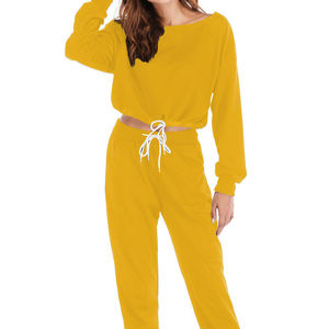 Nuevas llegadas para mujer de talla grande peso pesado sólido media cremallera manga larga Crop Slim pantalones 2 piezas conjunto reflectante ecológico - Product Image 3