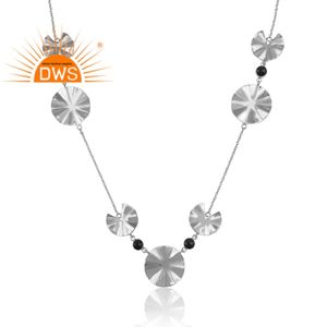 Disco ondulado diseñador 925 collar de plata esterlina collar de piedras preciosas de ónix negro Joyería Al por mayor colección clásica - Product Image 2