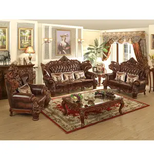 仿古顶级奢华风格沙发实木皇家皮革欧洲客厅沙发套