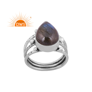 Newly Designer Oxidized Sterling Silver Natural <b>Labradorite</b> Gemstone Spiral <b>Ring</b> Jewelry Manufacturer - Product Image 1