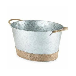 Juego de decoración del hogar de forma ovalada marrón al mejor precio de tres macetas y macetas de jardín con asa para guardería - Product Image 2