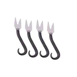 Nouveau modèle de fourchettes torsadées en argent fini avec poignée tactile noire pour un usage quotidien dans la cuisine - Product Image 1