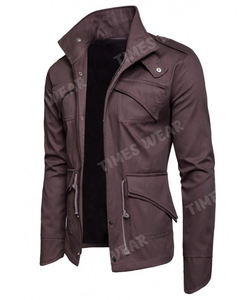 Chaqueta con cordón de cintura sólida informal de alta calidad para hombre con cuello levantado, estilo de invierno con varios bolsillos, nuevo modelo - Product Image 2