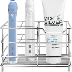 Support de brosse à dents électrique en acier inoxydable, porte-dentifrice de salle de bains en métal antirouille - Product Image 1