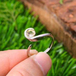 92.5 Sterling <b>Silver</b> <b>Adjustable</b> <b>Ring</b> 2.2 Gram Natural Yellow Aquamarine High Genuine Gemstone Perfect Religious Gift for Women - Product Image 3