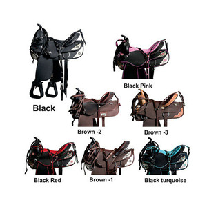 Ensemble de selle de cheval de course à barils western Y&Z durable en synthétique de 14 à 18 pouces, selle de saut, logo personnalisé pour l'équitation - Product Image 6