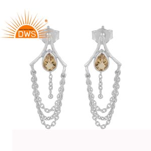 ซิทรินอัญมณีต่างหูผู้ผลิตเครื่องประดับออกแบบโคมไฟระย้าเงินผู้หญิงต่างหูเครื่องประดับผู้จัดจำหน่าย - Product Image 1