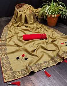 Look le plus attrayant Sarina soie lourde broderie travail Saree avec chemisier pièce femmes indiennes portent Sari pas cher bas prix en gros vêtement - Product Image 4