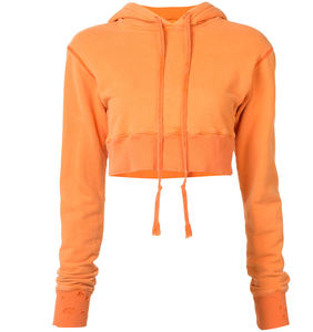 Pull à capuche 100% coton pour femmes haut court à manches longues avec coupe confortable couleur personnalisée nouveau Style Streetwear pour l'hiver - Product Image 3