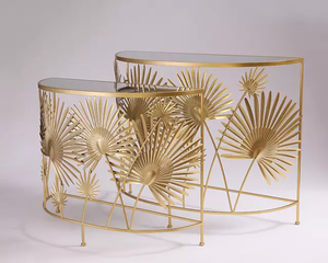 Espejo Decorativo de Metal para Mesa, Diseño de Hoja, Mesa de Centro para Decoración del Hogar - Product Image 2