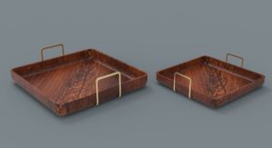 Bandeja de servicio para el hogar, bandeja decorativa de madera y Metal para Hotel y restaurante - Product Image 3