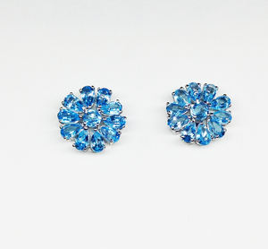 High Quality Sterling Silver 925 Custom made Low MOQ Supplier Wholesaler Handmade Cheap Woman Gemstones <b>Blue</b> Topaz <b>Stud</b> <b>Earrings</b> - Product Image 2