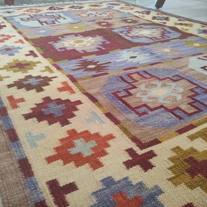 Tapis Kilim en Laine Vintage 10F, Nouveau Design Moderne, Fabriqué en Inde, Aspect Riche, Tissage Punja, Réversible, pour la Maison et l'Espace de Jeu des Enfants - Product Image 5