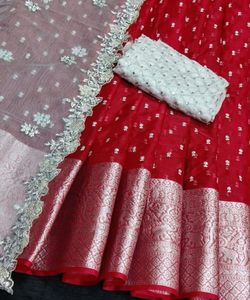 Banarasi — sarong en soie de coton doux pour femme, chemisier, tenue féminine idéale pour les fêtes au quotidien, à bas prix, nouvelle collection - Product Image 6