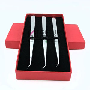 Haute Qualité Nouveau Argent Mince Droite 45 Degrés Extension De Cils Pince À Épiler En Acier Inoxydable Logo Personnalisé Instruments De Beauté - Product Image 2