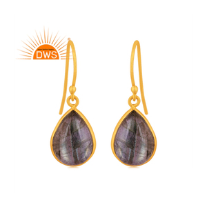 Pendientes colgantes de piedras preciosas de labradorita Natural de Plata de Ley 925, joyería para mujer, regalo para ella - Product Image 1