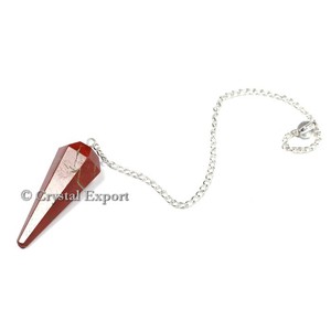 Jaspe Rouge 6 Pendule À Facettes Guérison Pendule En Pierre À Facettes Avec Chaîne Pendules En Cristal De Guérison - Product Image 1