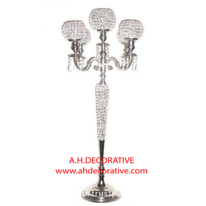 Candélabre à 5 bras en argent pour décoration d'entrée de mariage Candélabres faits à la main pour décoration d'éclairage de mariage - Product Image 2