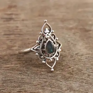 畅销经典设计新品925纯银宝石饰品天然拉布拉多戒指
