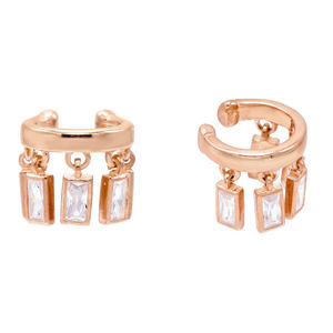 Solid 14K Yellow Gold Natural SI Clarity G-H Color Round Brilliant Cut <b>Diamond</b> <b>Dangle</b> Ear Cuff Trendy Party Gift Jewelry - Product Image 4