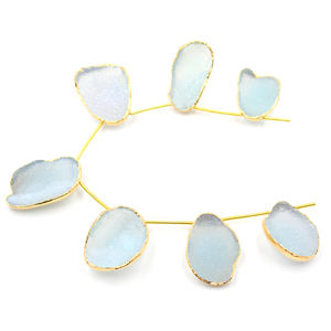 Aqua-cuentas doradas chapadas en oro, forma irregular, de 26 a 28 MM, 7 hebras - Product Image 4