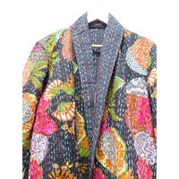 Çok çiçek el yapımı pamuk kışlık ceketler moda kantha gudri mont toptan hint kadın artı boyutu hippi blazers