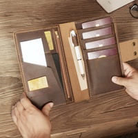 6 pegangan paspor dompet paspor Keluarga penutup kulit asli dompet Travel Organizer dengan saku telepon, produk OEM & FBA