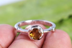 Natural Citrine Gemstone Solitaire <b>Ring</b> 925 Sterling <b>Silver</b> Band Hot Selling Jewelry for Girls Women Engagement Wedding Gift - Product Image 2