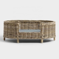 Cama para Mascotas Hecha a Mano con Ratán Natural Sólido e Impermeable, Sofá Ovalado de Mimbre para Perros, Mueble de Lujo para Descanso Cómodo en Interiores, Decoración para el Hogar