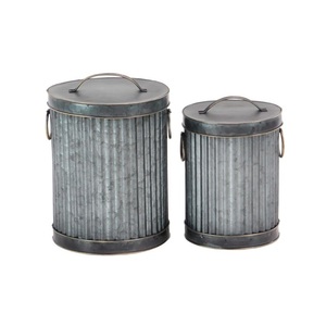 Poubelles en fer galvanisé de haute qualité taille personnalisée ensemble de poubelles fantaisie en deux pièces vente en gros - Product Image 1