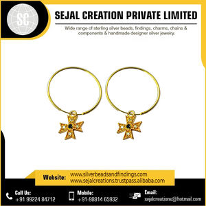 Pendientes de gota grandes de plata esterlina de compra superior vendedor indio y precio al por mayor del proveedor para bodas - Product Image 4