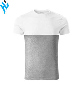 Nouvelle Arrivée Haute Offre Spéciale Qualité Hommes Lâche D'été T CHEMISES Deux Bloc de Couleur de Causalité Style Blanc 100% coton Ras Du Cou T-shirt - Product Image 5