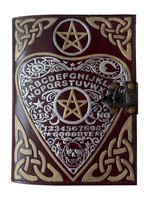 Carnet d'adresses en cuir fait main à couverture rigide, design Ouija, fermoir Wiccan, livre de sorts celtique païen de sorcellerie, 100 feuilles
