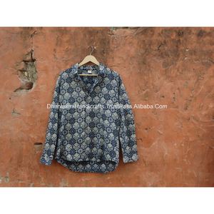 Ajrakh-Camisa de manga larga para hombre, camisa con estampado de bloques, diseño 100% algodón, para playa, la mejor calidad - Product Image 5