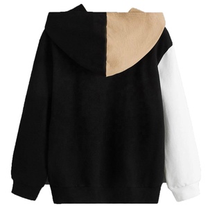 Sweat-shirt polaire personnalisé éco-responsable pour homme avec capuche à épaules tombantes, design patchwork color block, logo personnalisé - Automne - Product Image 6