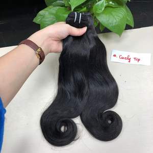 Extensions de tissage de cheveux humains vierges Remy de haute qualité pointe bouclée Double trame à la Machine couleur claire prix de gros vietnamien - Product Image 2