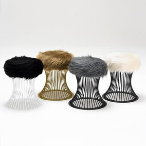 Nouvelle collection d'art moderne Look de luxe Plume blanche Coussin décoratif Table pouf en métal à emboîtement latéral pour la maison et les hôtels - Product Image 4