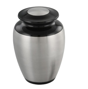 Urnes de crémation adultes en aluminium avec l'étain et la couleur noire Urnes funéraires de crémation en métal de finition pour les cendres humaines. - Product Image 1