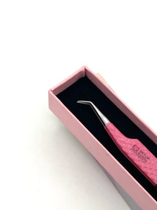 Professionnel nouveau Design rose poudre revêtement 45 degrés diamant poignée en acier inoxydable Extension de cils pince à épiler Instruments de beauté - Product Image 6