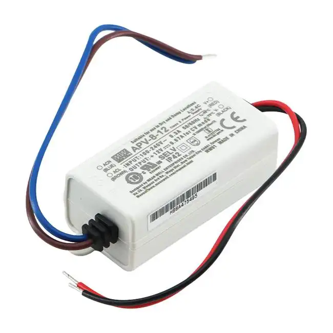 Fuente de alimentación conmutada de una salida, controlador LED, APV-08-12, 8W, 12V