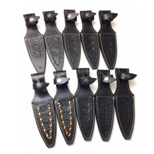 Bordures en cuir pour couteaux à lame fixe à Double bord, 10 pièces, produit fabriqué en usine, avec incrustation de peau en Grain riche, vente en gros, offre spéciale - Product Image 1