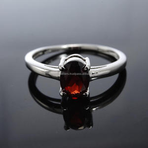 แหวนพลอยเงินสเตอร์ลิงทำด้วยมือสวยงาม925เครื่องประดับควอตซ์แฟชั่นโกเมนที่ไม่ซ้ำใครชุบทองสำหรับงานแต่งงาน - Product Image 1