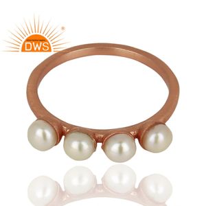 Indian <b>Pearl</b> Gemstone <b>Ring</b> Manufacturer Jewelry 18k Rose Gold Plated Sterling Silver Girls <b>Ring</b> Classic Collection - Product Image 2